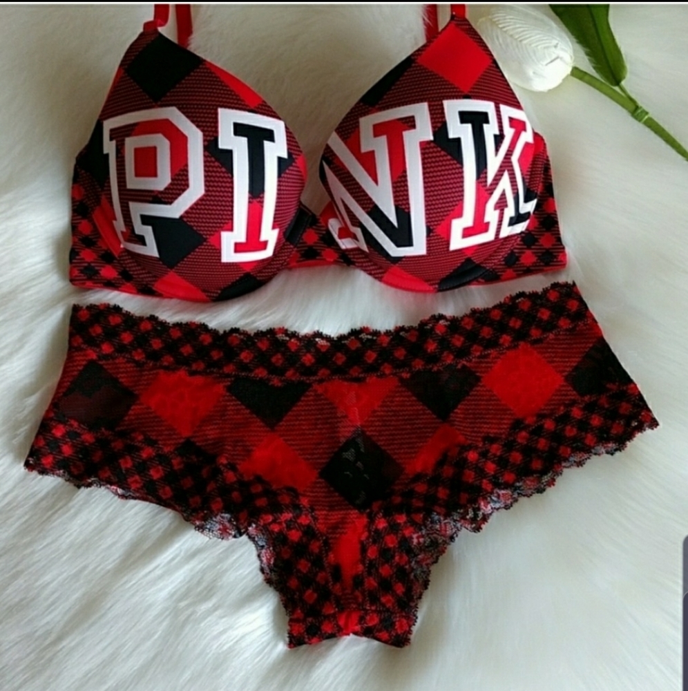 PINK VICTORIA'S SECRET PUSH-UP BRA 34C + PANTY S - Picture 3 of 6
